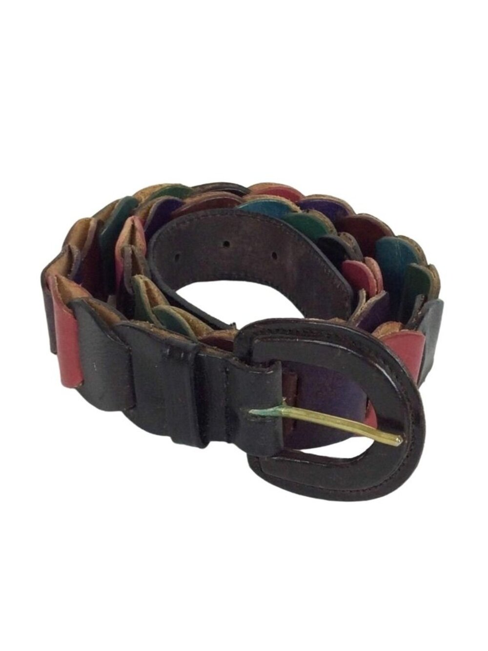 Vintage Womens Pieced Leather Belt Multi-Color Design Size S/M 90s